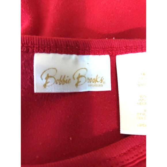 Bobby Brooks Women's T Shirt Red Short Sleeve Size 18/20 38/ 40 Textured - Picture 6 of 9
